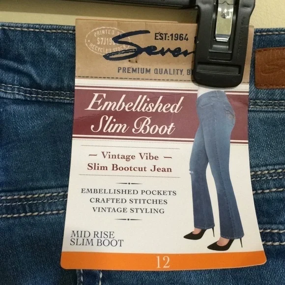 Seven7 Mid Rise Rocker Slim Boot Embroidered - Picture 8 of 8